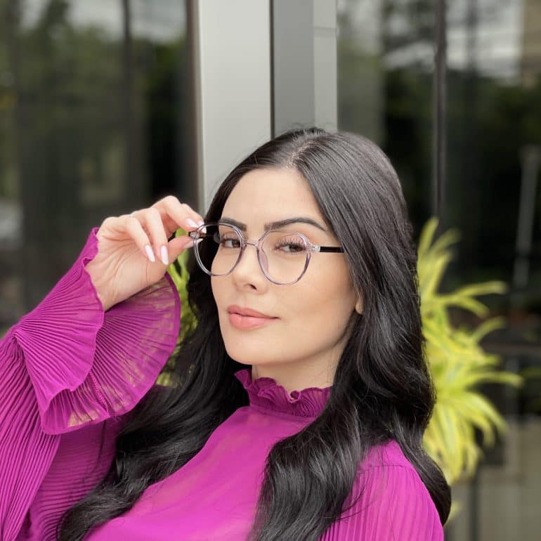 Óculos de Grau Redondo Azul Transparente Melinda