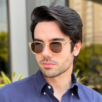 Óculos de Sol Masculino Quadrado Champanhe André 2