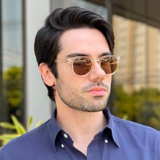 Óculos de Sol Masculino Quadrado Champanhe André 3