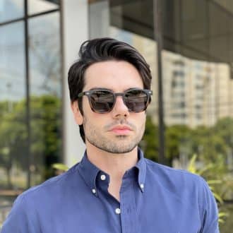 Óculos de Sol Masculino Quadrado Preto com Tartaruga Denis