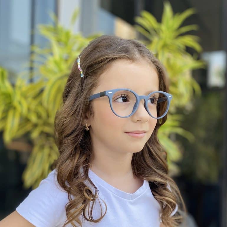 Óculos Infantil de Grau Redondo Cinza Lili
