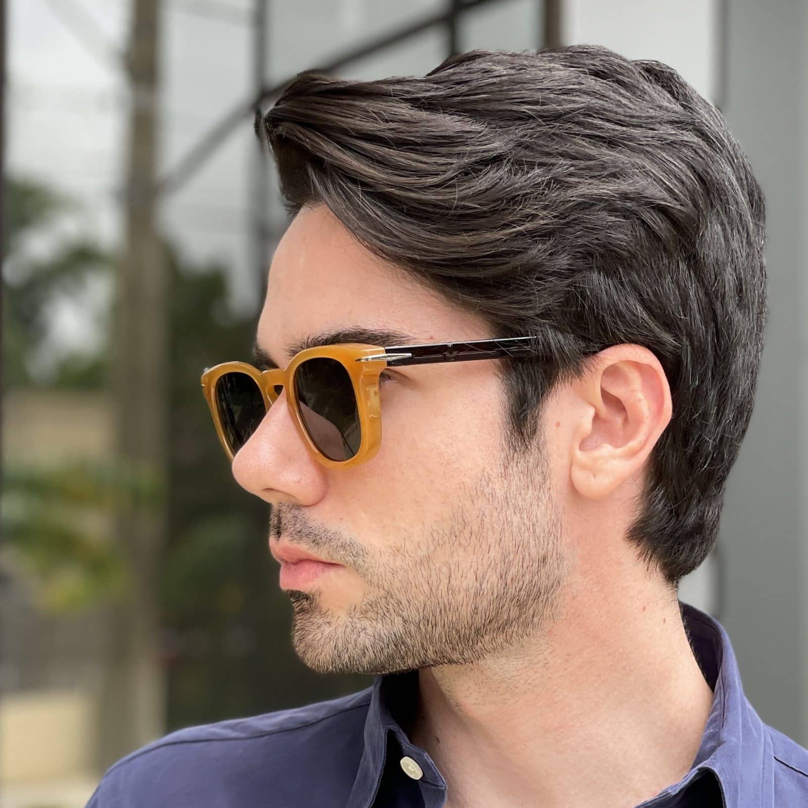 Óculos de Sol Masculino Quadrado Caramelo Leonardo 3 Óculos de Sol Masculino Quadrado Caramelo Leonardo 3