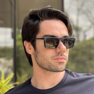 Óculos 2 em 1 Clip-On Masculino Retangular Azul Beto 1
