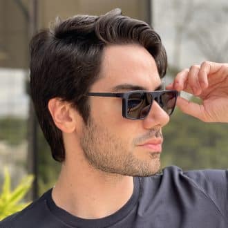 Óculos 2 em 1 Clip-On Masculino Retangular Azul Beto 2
