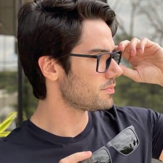 Óculos 2 em 1 Clip-On Masculino Retangular Azul Beto 4
