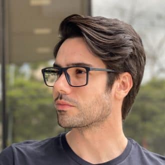 Óculos 2 em 1 Clip-On Masculino Retangular Azul Beto 7
