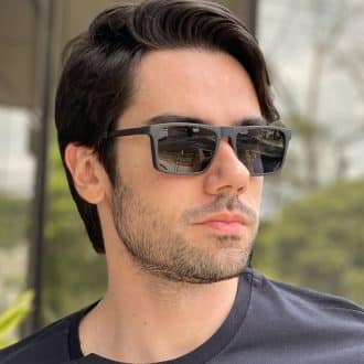 Óculos 2 em 1 Clip-On Masculino Retangular Preto Beto 1