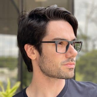 Óculos 2 em 1 Clip-On Masculino Retangular Preto Beto 4