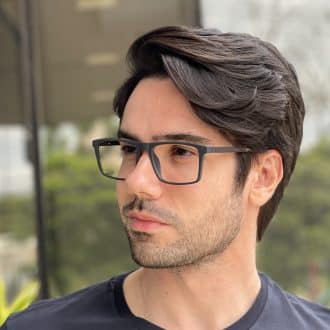 Óculos 2 em 1 Clip-On Masculino Retangular Preto Beto 5