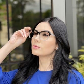 Óculos de Grau Gatinho em Acetato Azul com Tartaruga Isabel 4