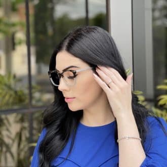 Óculos de Grau Gatinho em Acetato Azul com Tartaruga Isabel 5