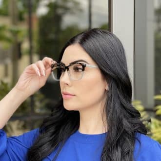Óculos de Grau Gatinho em Acetato Azul com Tartaruga Isabel 6
