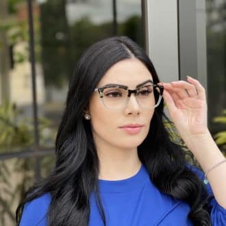 Óculos de Grau Gatinho em Acetato Azul com Tartaruga Isabel 7