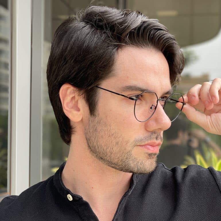 Óculos de Grau Masculino Hexagonal Preto Fernando 3