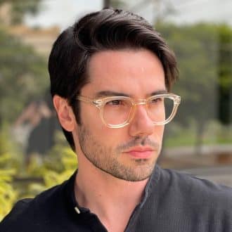 Óculos de Grau Masculino Quadrado Champanhe Silas 3