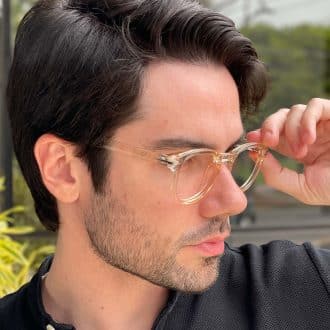 Óculos de Grau Masculino Quadrado Champanhe Silas