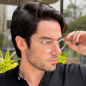 Óculos de Grau Masculino Quadrado Transparente Silas