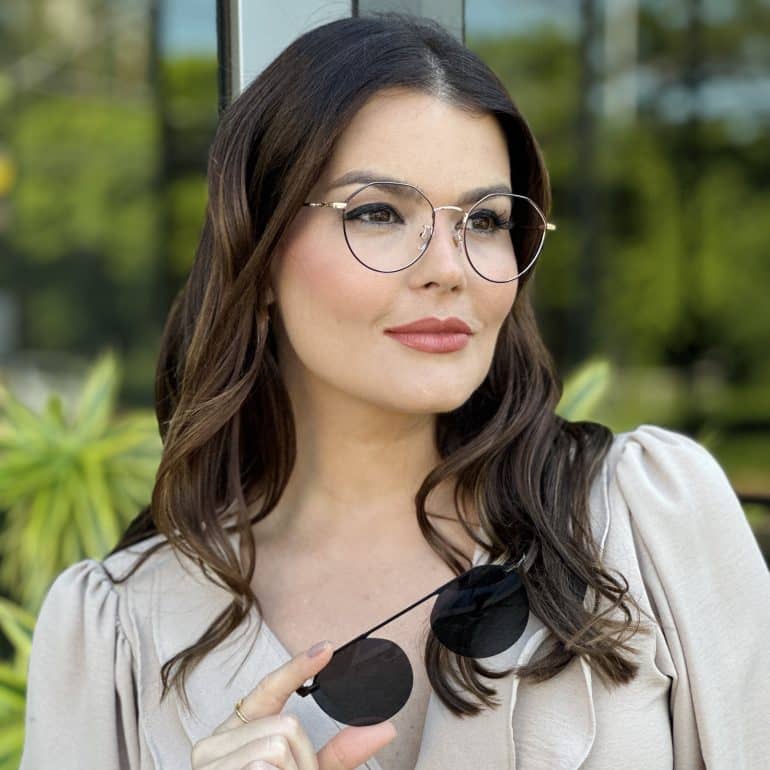 safine com br oculos 2 em 1 clip on feminino hexagonal preto com dourado maisa 1