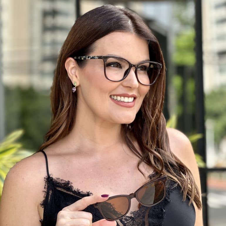 Óculos 3 em 1 Clip-On Quadrado Marrom e Tartaruga Martina 3