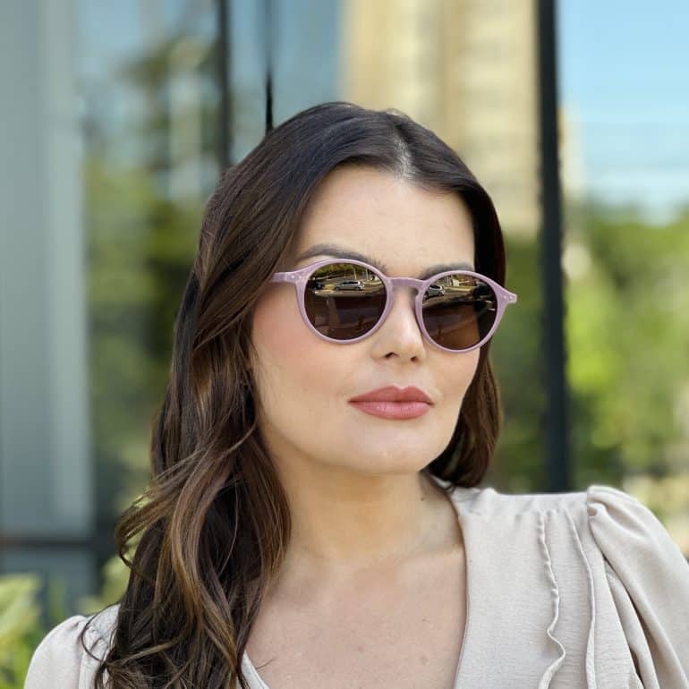 safine com br oculos de sol feminino redondo rosa laila