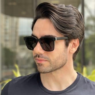 safine com br oculos de sol masculino quadrado preto e cinza tony