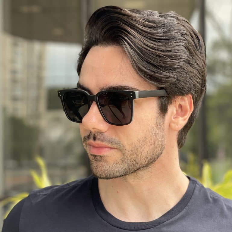 safine com br oculos de sol masculino quadrado preto e cinza tony