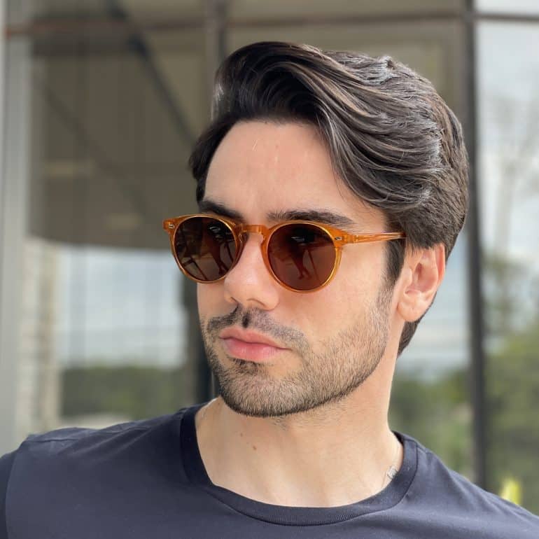 safine com br oculos de sol masculino redondo caramelo filippo