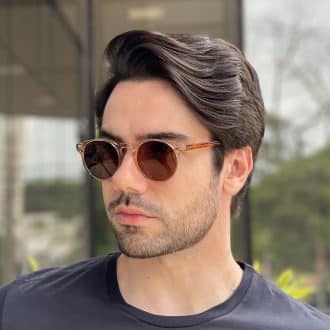 safine com br oculos de sol masculino redondo marrom filippo
