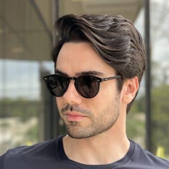 safine com br Óculos de Sol Masculino Redondo Preto Filippo