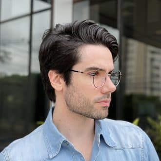 safine com br oculos de grau masculino redondo preto com prata roger 1