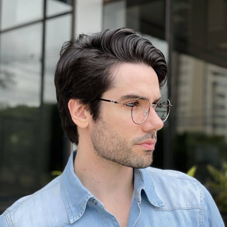 safine com br oculos de grau masculino redondo preto com prata roger 1