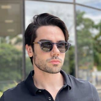 safine com br oculos de sol masculino redondo azul vicente