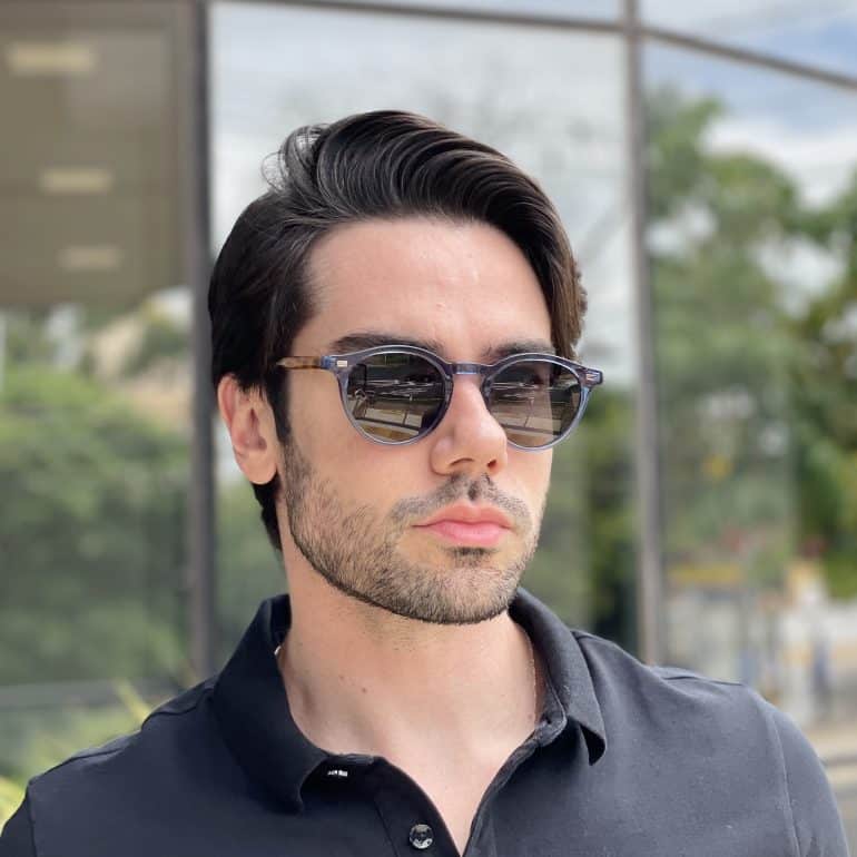 safine com br oculos de sol masculino redondo azul vicente