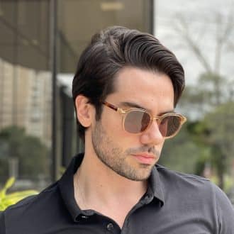 safine com br oculos de sol masculino redondo champanhe benjamin 1