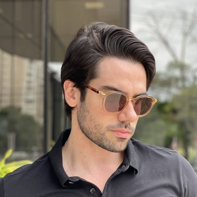 safine com br oculos de sol masculino redondo champanhe benjamin 1