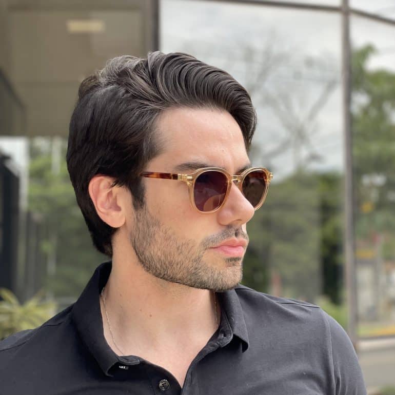 safine com br oculos de sol masculino redondo champanhe benjamin 3