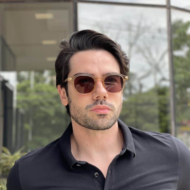 safine com br oculos de sol masculino redondo champanhe benjamin
