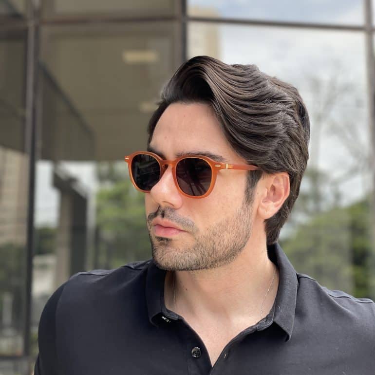 safine com br oculos de sol masculino redondo laranja benjamin