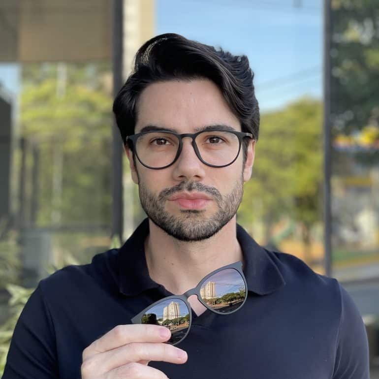 safine com br oculos 2 em 1 clip on masculino redondo preto fosco oscar 6