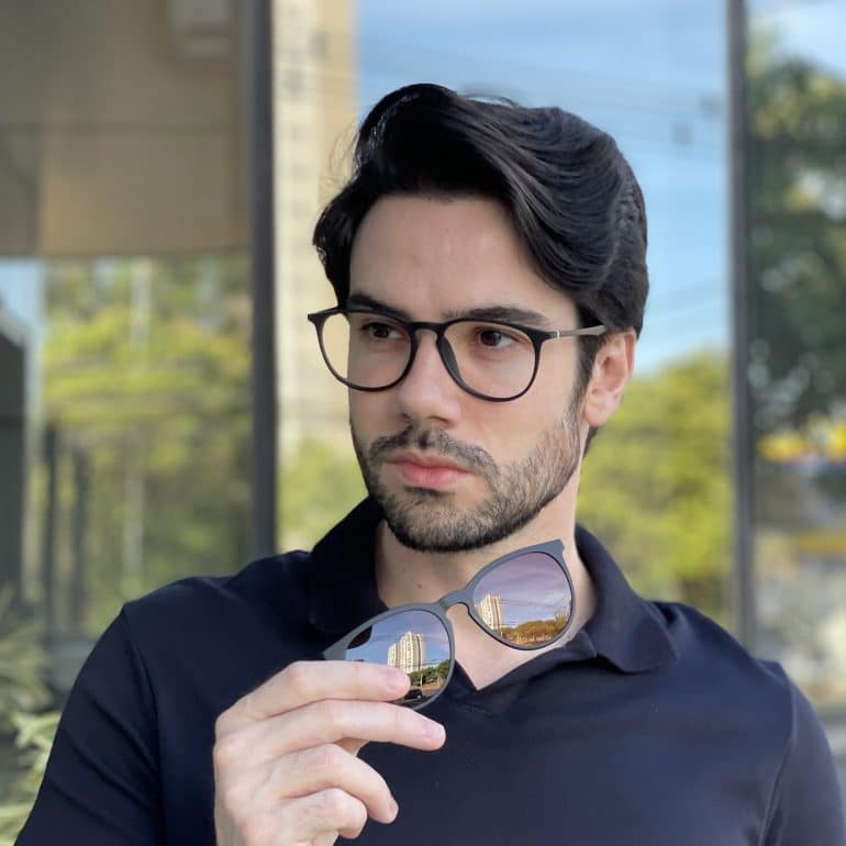 safine com br oculos 2 em 1 clip on masculino redondo preto fosco oscar 7