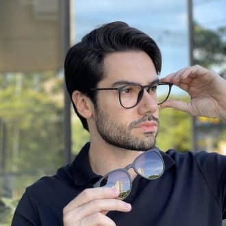 safine com br oculos 2 em 1 clip on masculino redondo preto fosco oscar 8