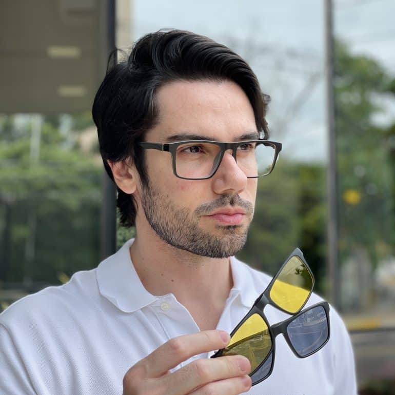 safine com br oculos 3 em 1 clip on masculino retangular preto e cinza martin 1