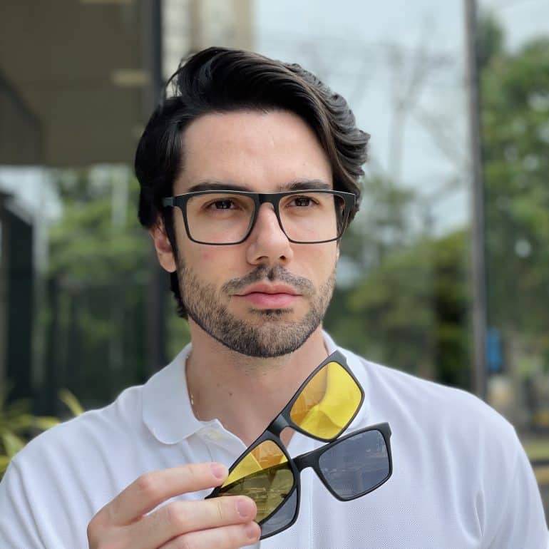 safine com br oculos 3 em 1 clip on masculino retangular preto e cinza martin
