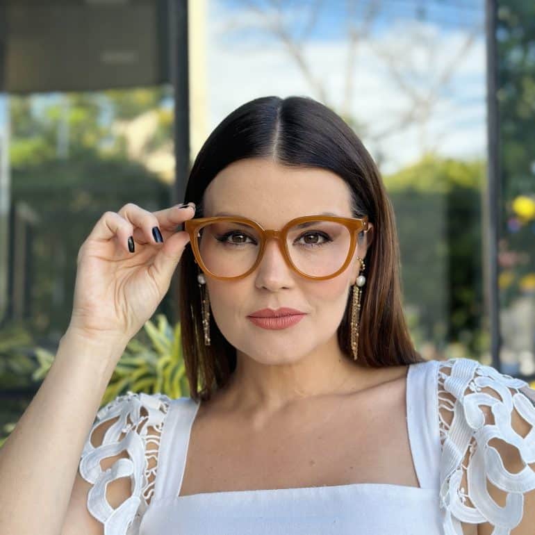 safine com br oculos de grau feminino redondo caramelo celina
