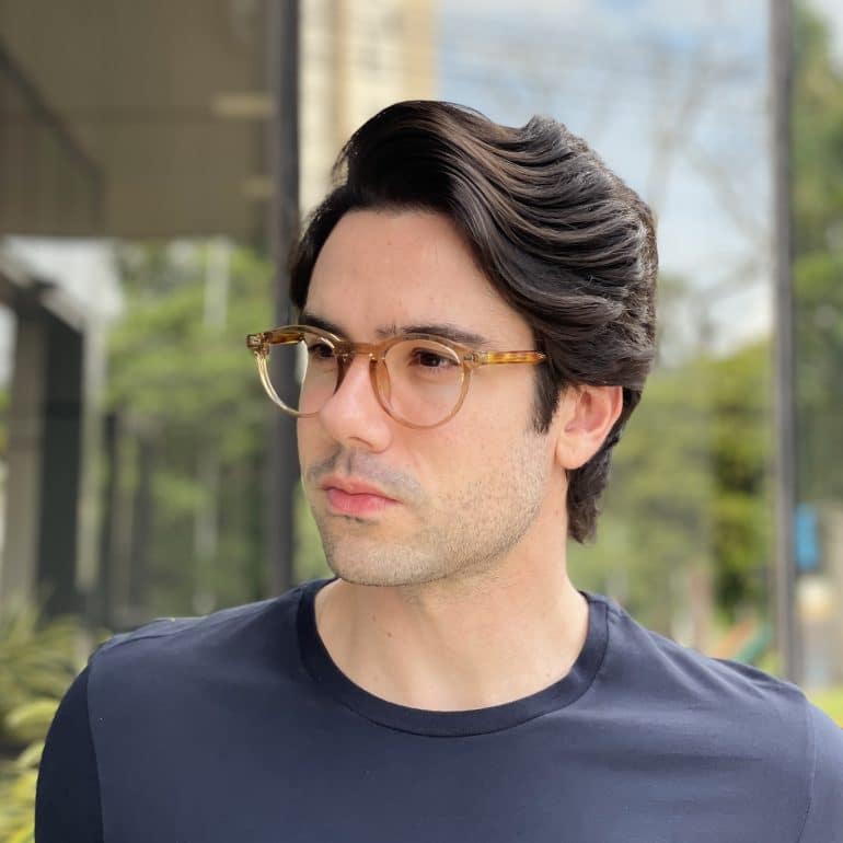 safine com br oculos de grau masculino redondo marrom transparente rael 5