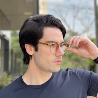 safine com br oculos de grau masculino redondo marrom transparente rael 6