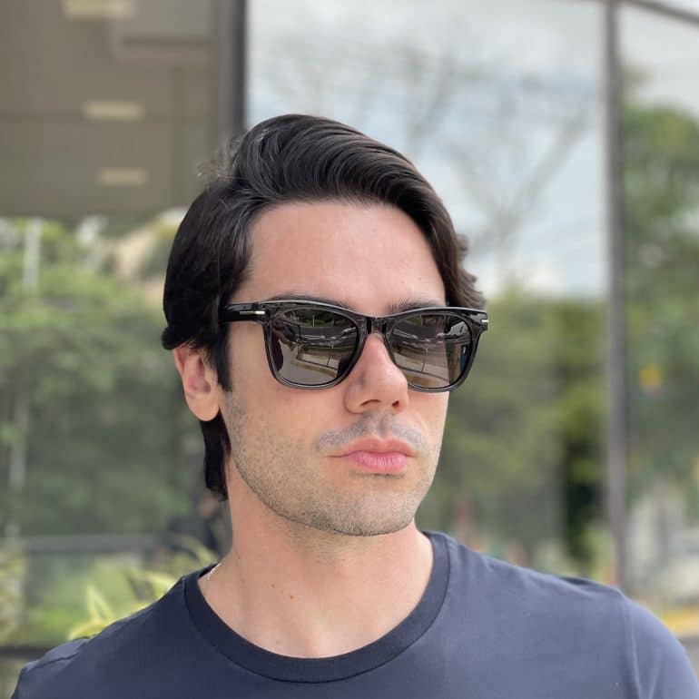 safine com br oculos de sol masculino quadrado preto com azul michel