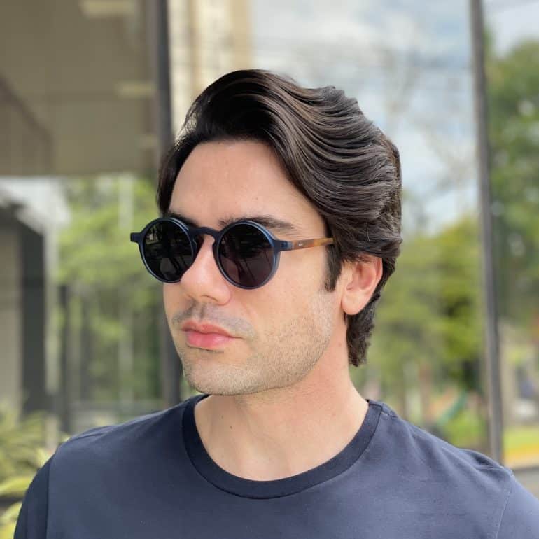 safine com br oculos de sol masculino redondo azul com tartaruga raul 1