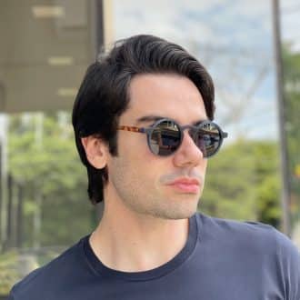 safine com br oculos de sol masculino redondo azul com tartaruga raul 3