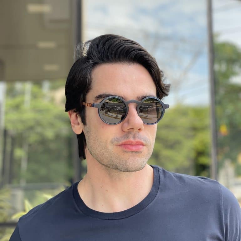 safine com br oculos de sol masculino redondo azul com tartaruga raul